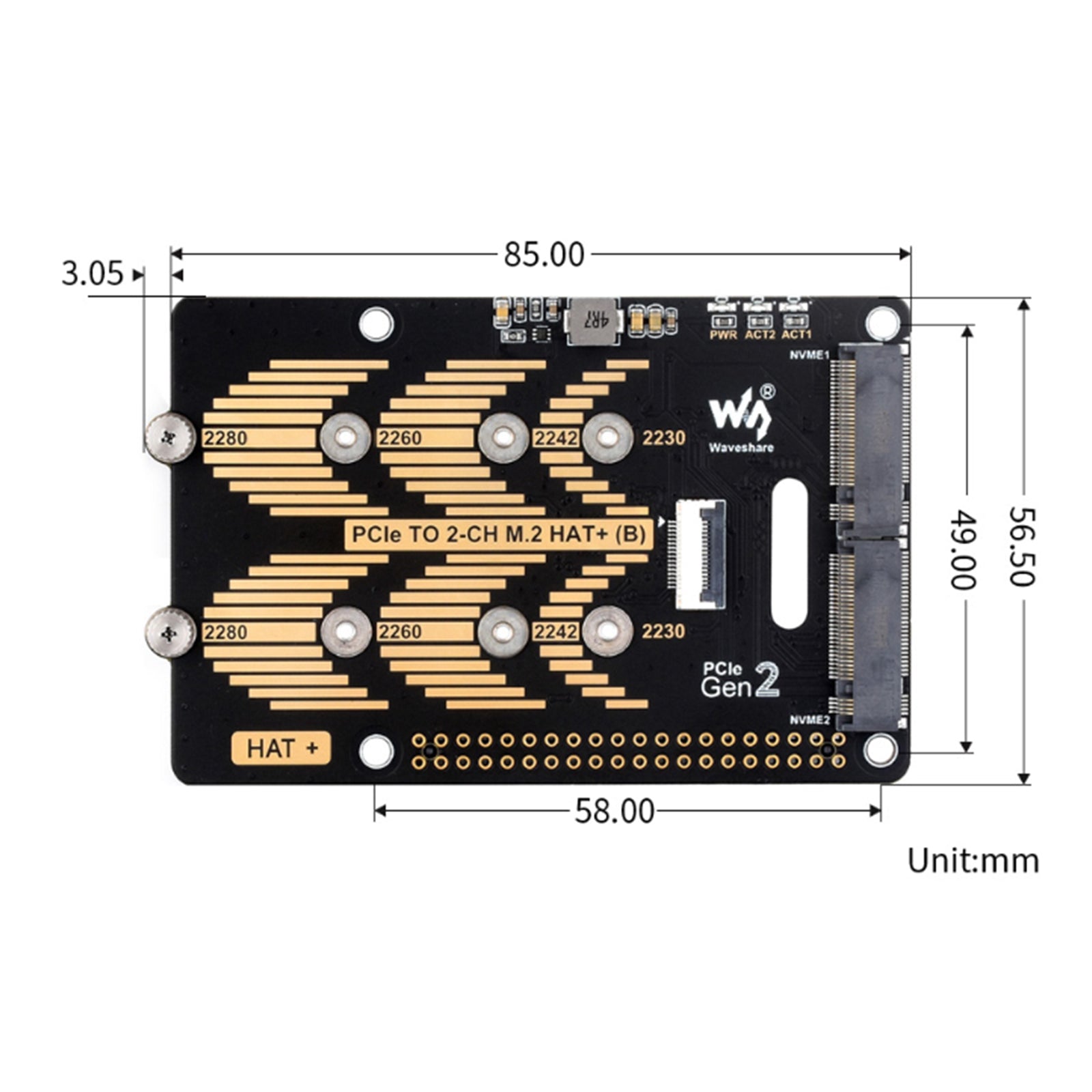 Raspberry Pi 5 PCIe Dual Channel Rotary Board NVME protokol Dual M.2 Tvrdý disk