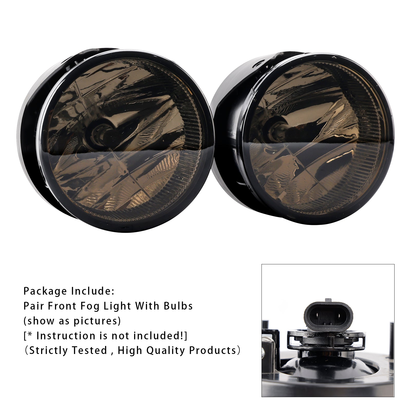 Pair Front Fog Light Lamps With Bulbs For Ford Expedition 2007-2014 Smoked Lens