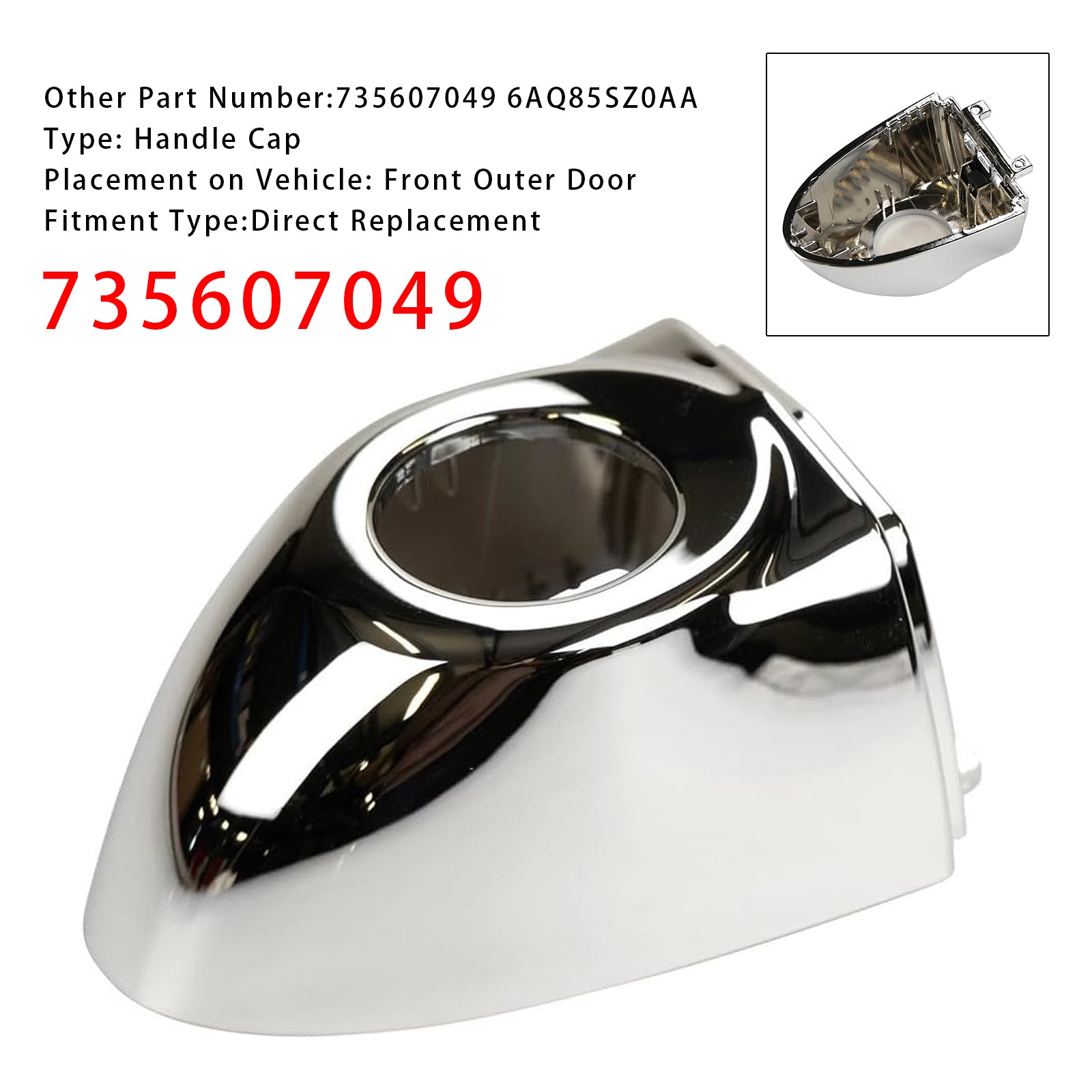 Predná čiapka na rukoväť vonkajších dverí 735607049 pre Fiat 500x 2016-2021