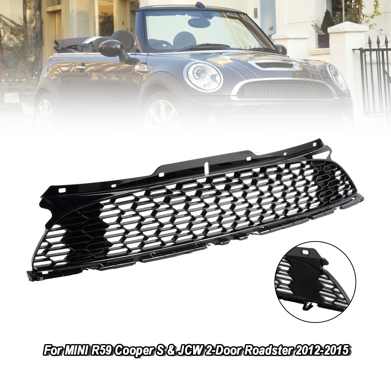2007-2015 Mini Cooper S R55 R56 R57 R58 R59 JCW Stijl Glanzend Zwart Voorbumper Grill Grille