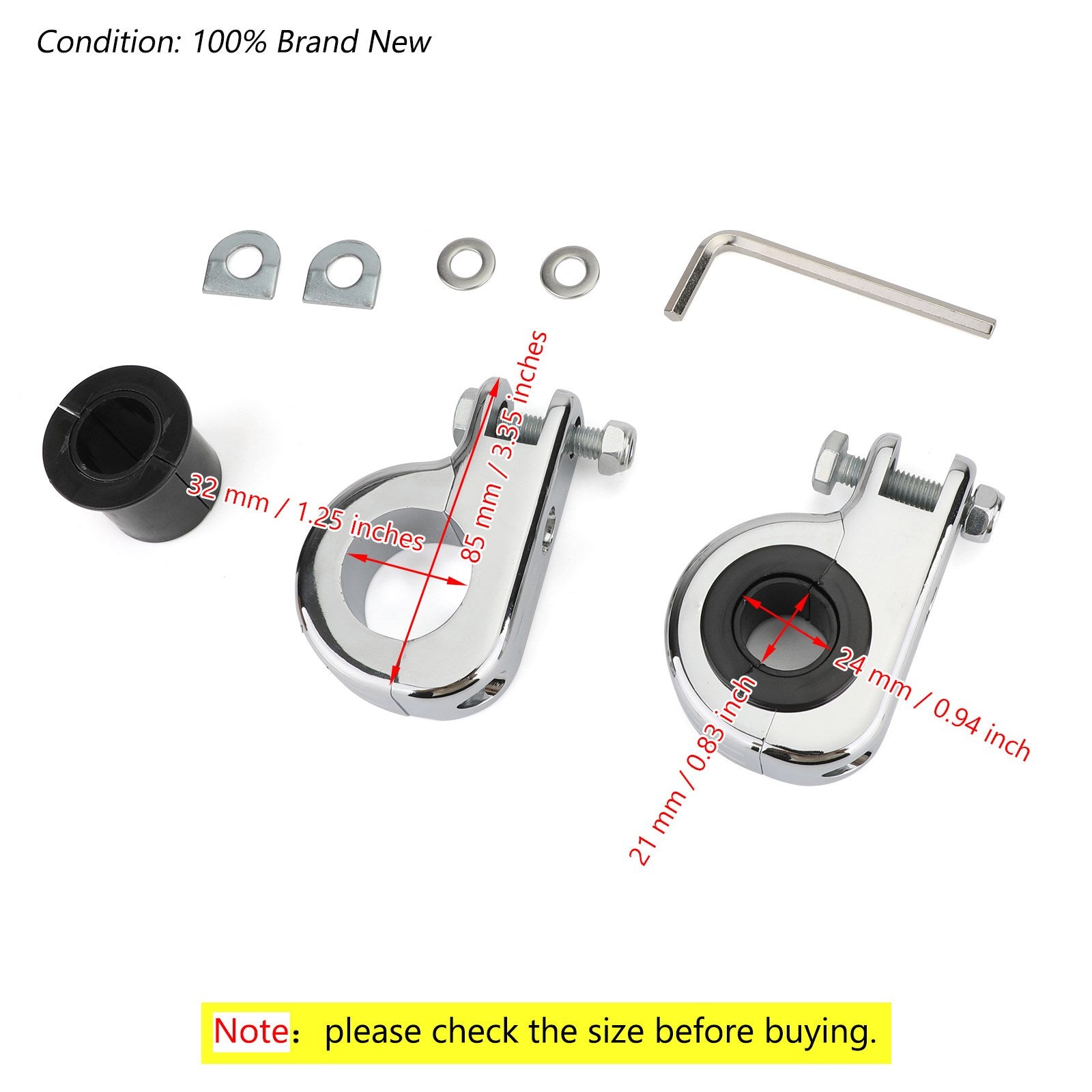 1.25" 32mm motorstötskydd motorväg fotpinne monteringsklämma för Dyna krom