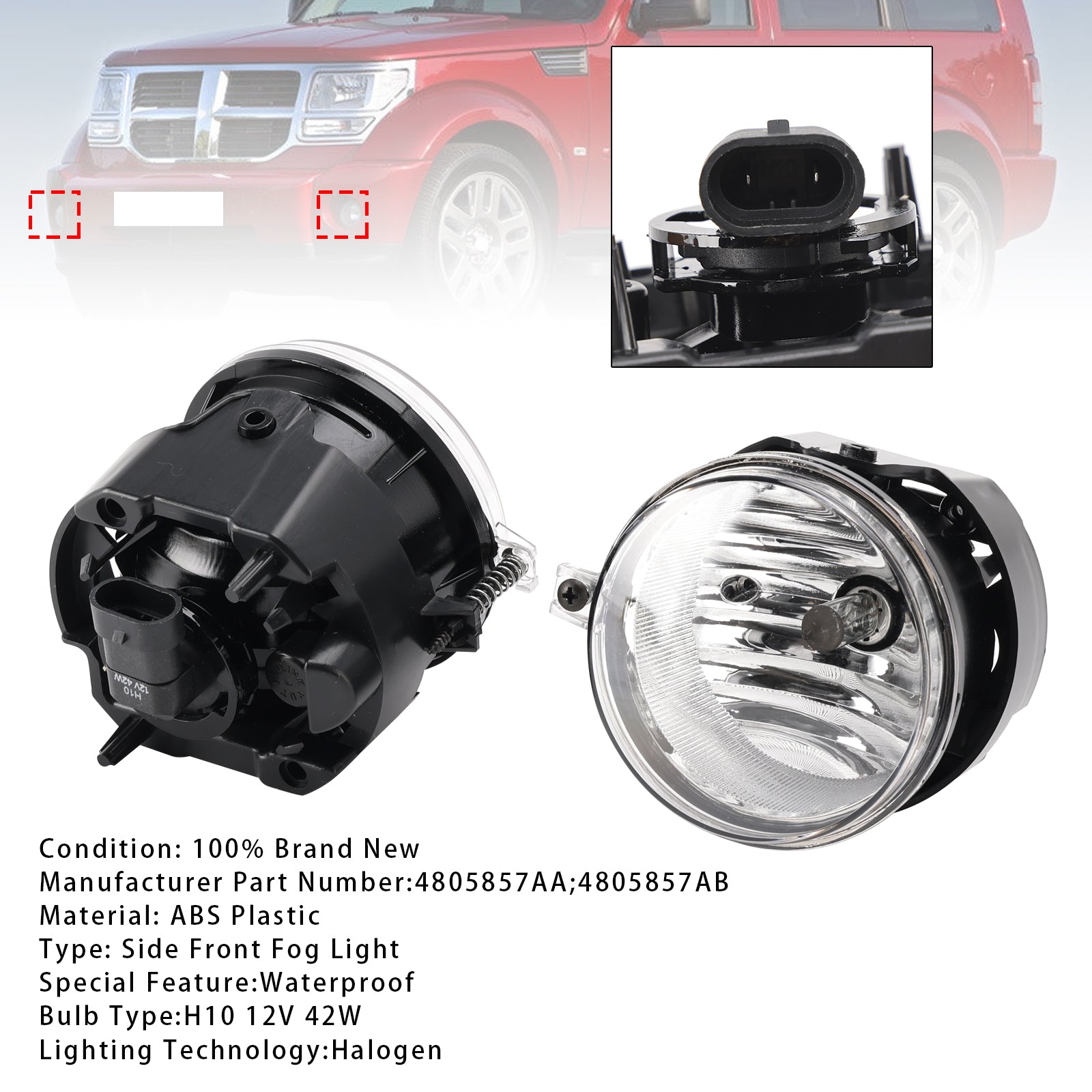 Pár hmlových svetiel pre Dodge Chrysler Caliber Jeep Compass 4805857aa