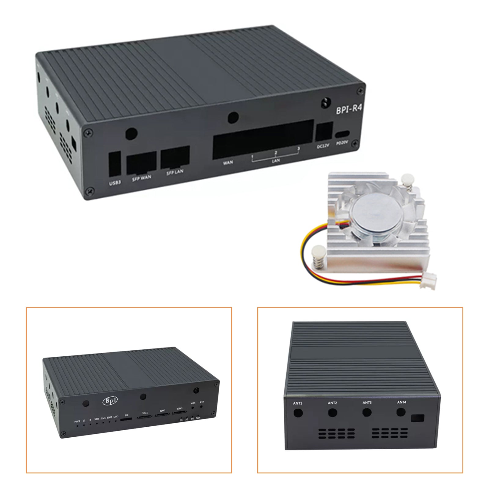 Banana Pi R4 Dedicated Metal Shell Aluminum Aluman Protetive Shell com Radiator