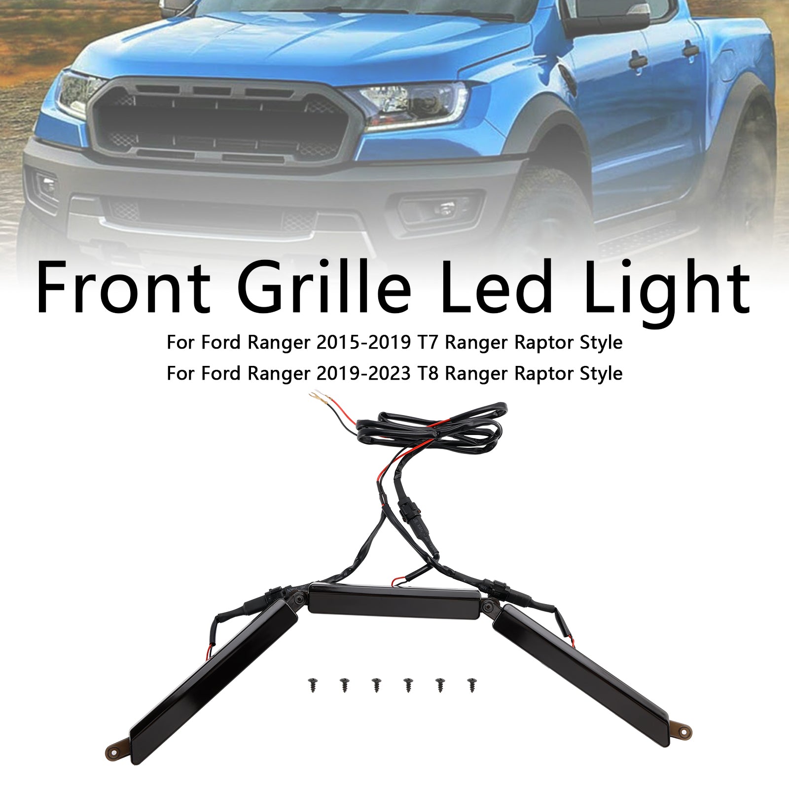 Front Bumper Grille Grill Led Light Fit Ford Ranger 2015-2023 T7 T8
