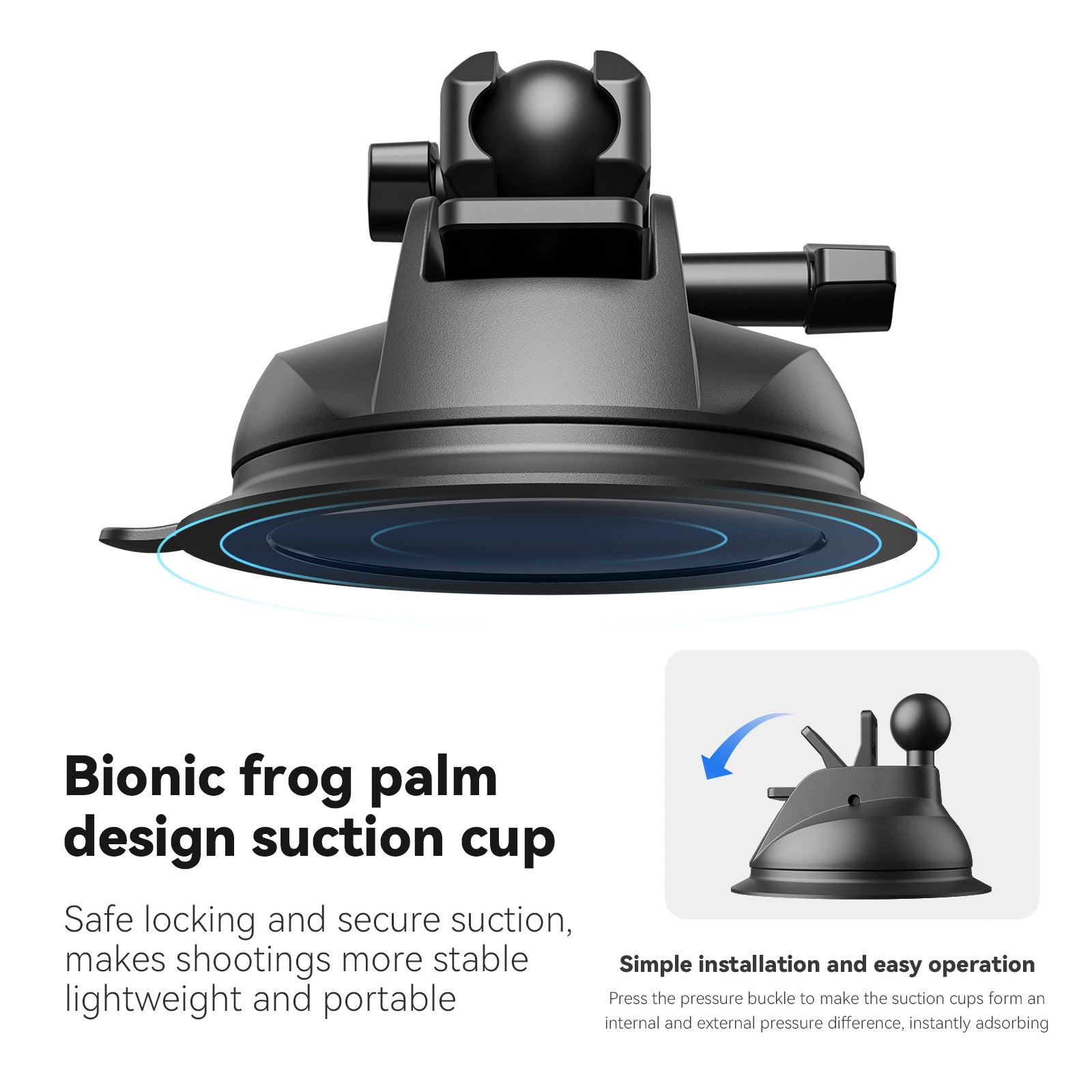 Univerzálny ľahký držiak na prísny sací pohár pre DJI GOPRO13/Insta 360 GO3