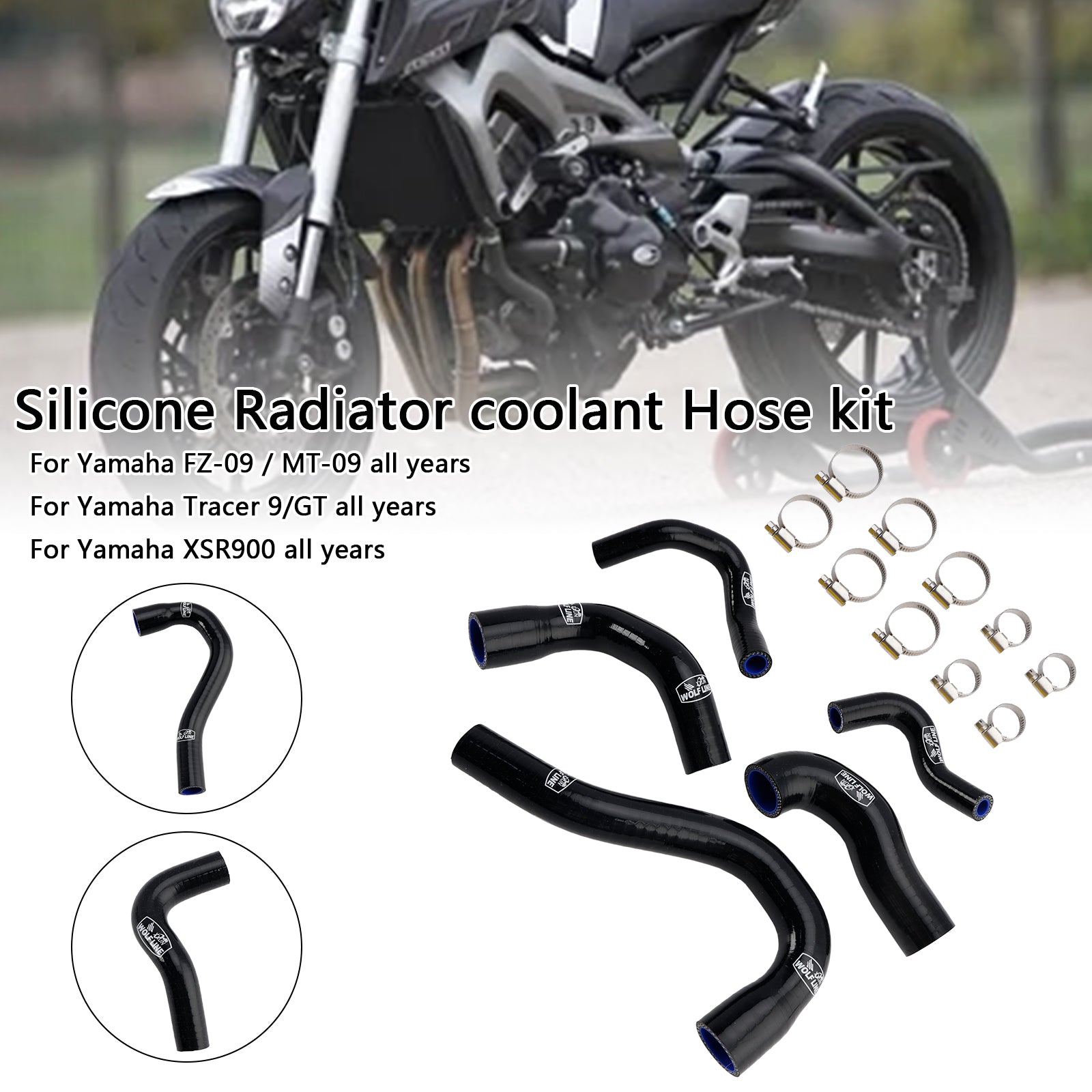 Yamaha MT-09 XSR900 TRACER 9/GT Todos os anos Silicone Radiator Coolant Mangueira