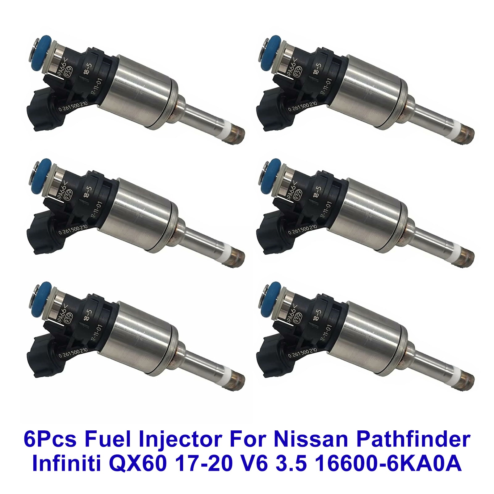 6Pcs Fuel Injector For Nissan Pathfinder Infiniti QX60 17-20 V6 3.5 16600-6KA0A