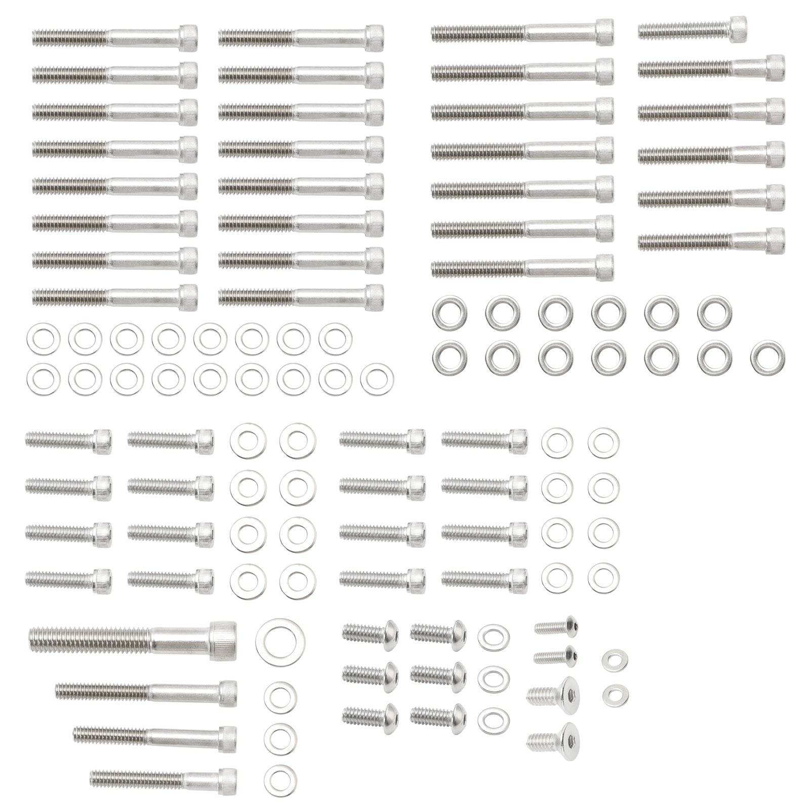 Motor täcker rostfritt UNC Allen Screw Kit 59 st för Sportster XL 2004-Up