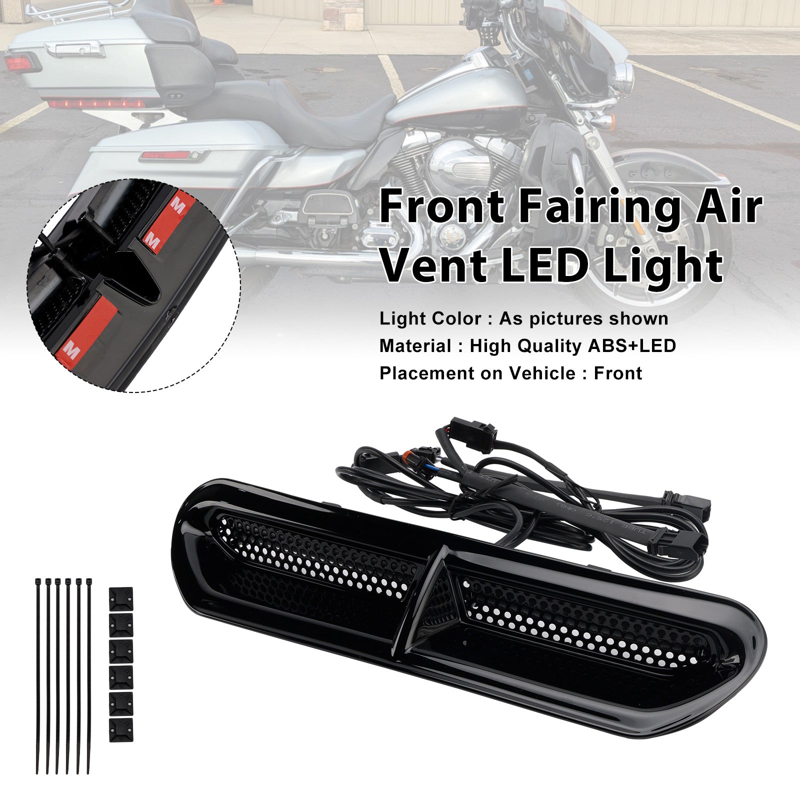 Front Fairing Air Vent LED Light For Touring Street Glide 2014-2024