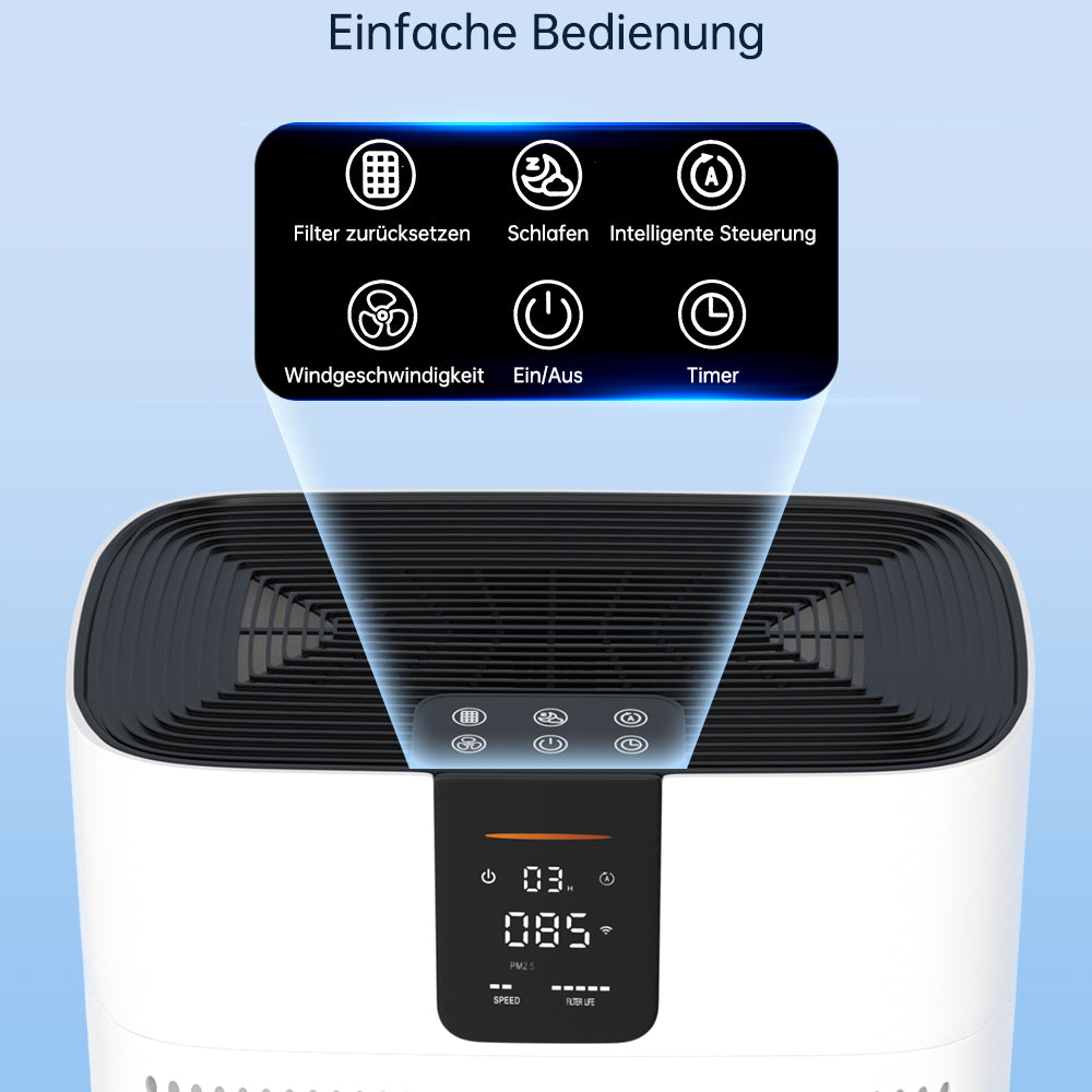 Smoke HEPA Air Purifier 15dB Quiet Sleep Mode. Smart Air Purifiers with App for Pet Hair Odor Dander Air Purifier for Home Bedroom Large Room Up to 2400 Ft2, Office Dust with 2 Filters