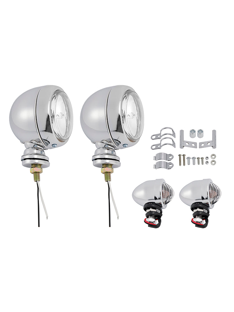 Motorcycle Beam Headlight Fog lampe personnalisée Chrome # D19 pour Racer Bobber Chopper