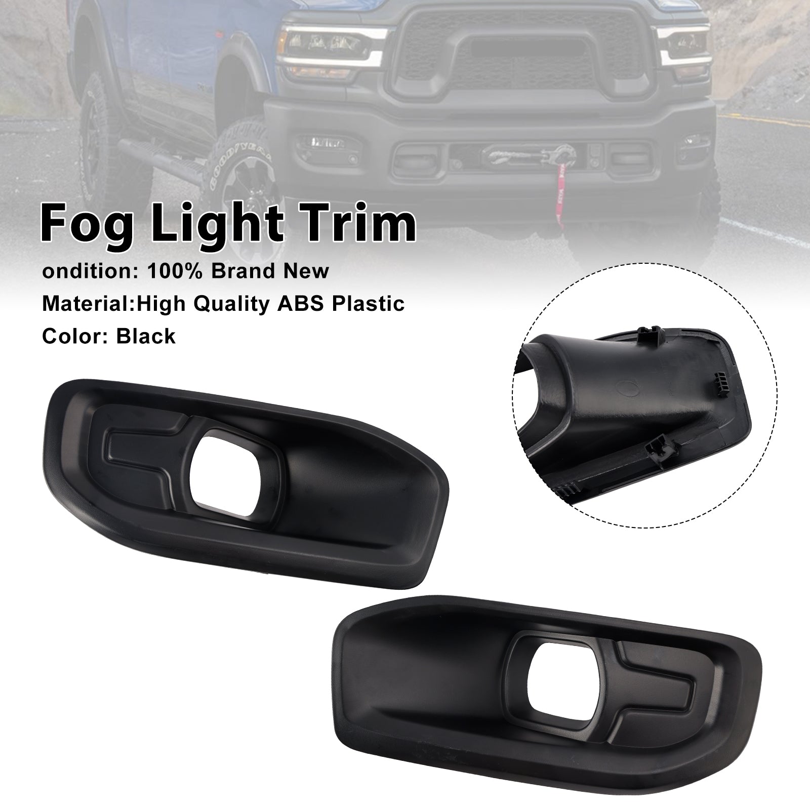 2019-2024 RAM 2500 3500 Pair Tog Light Bezel Trim 68449341AA