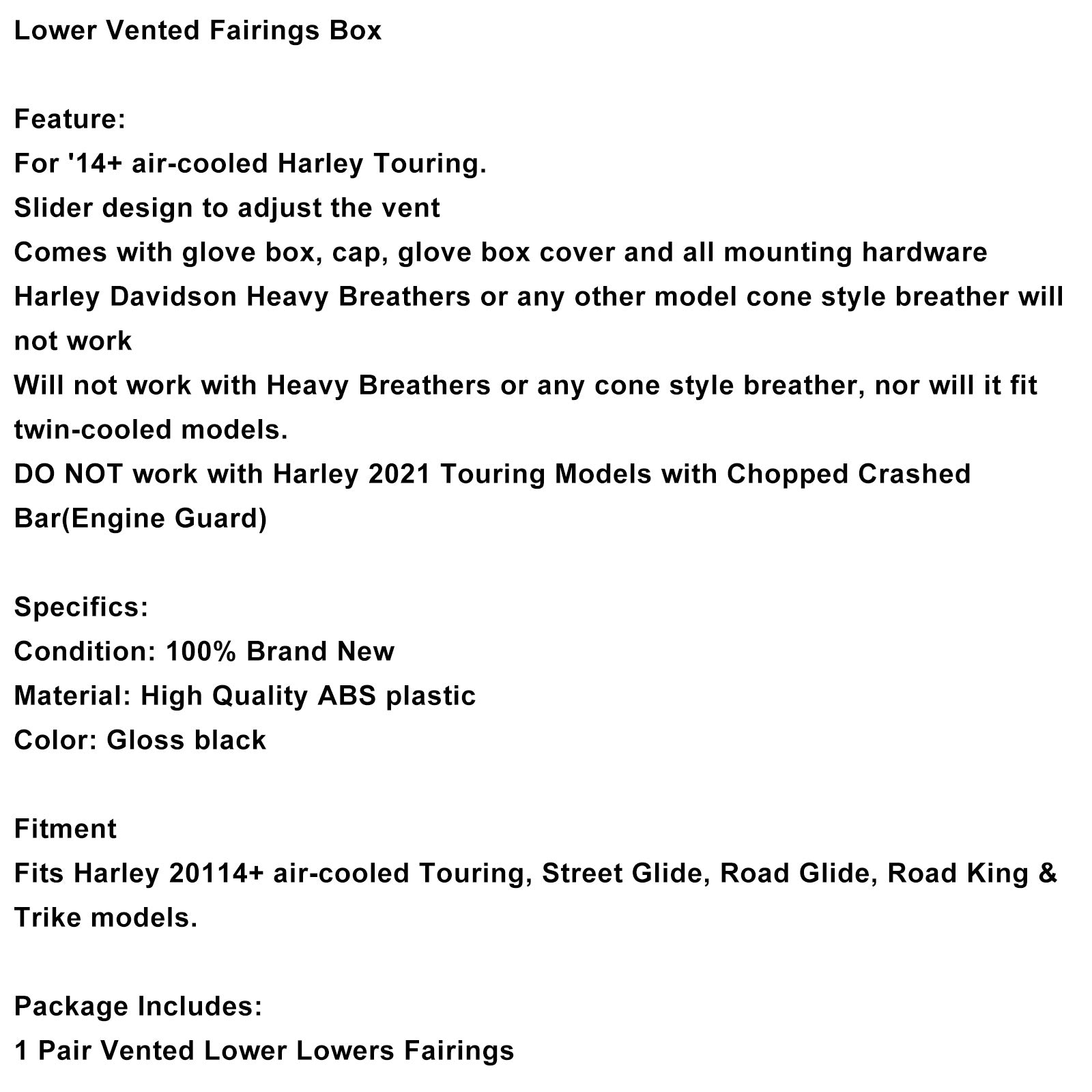 Caixa de reais com ventilação inferior adequada para turnê de rua Glide 2014-2024