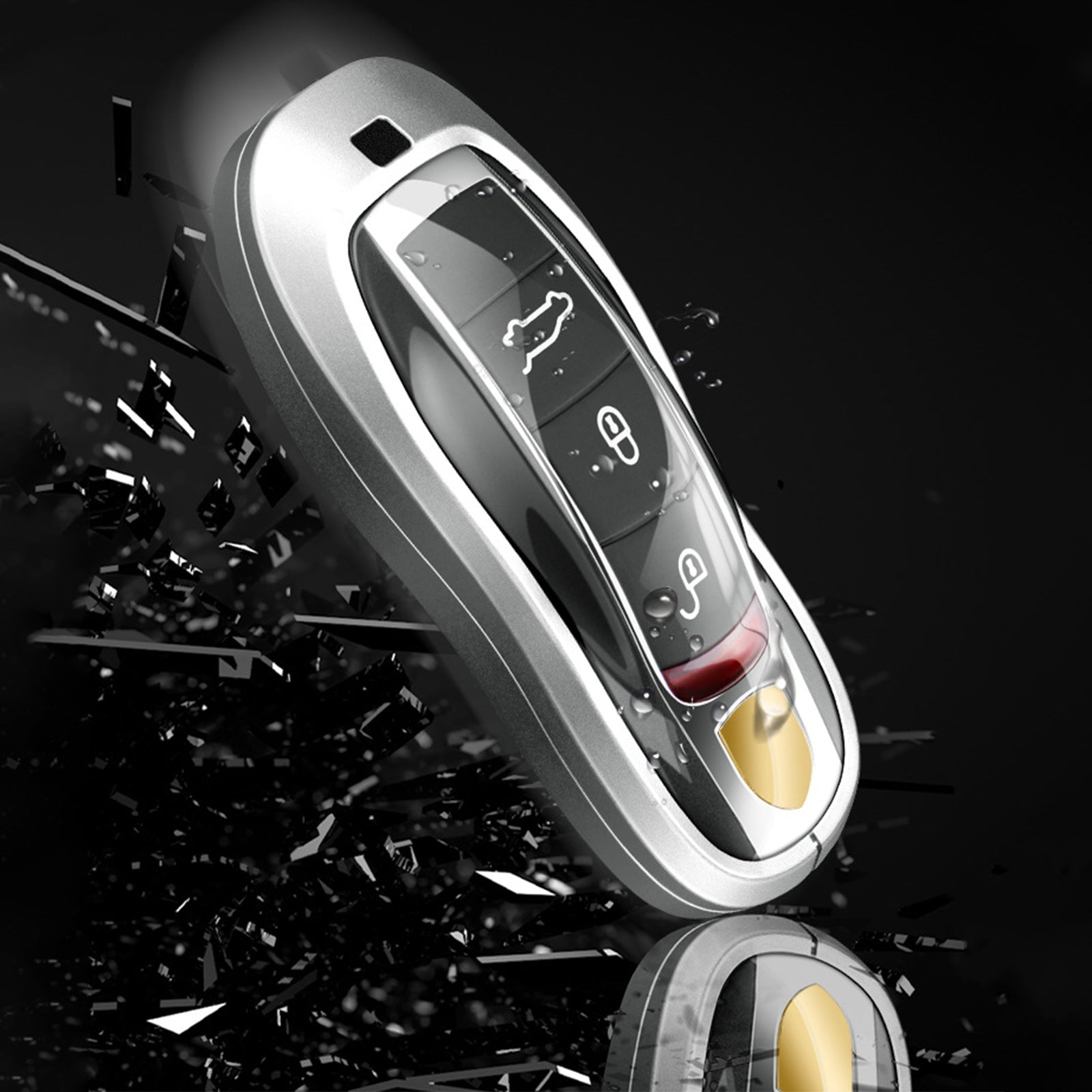 Aluminum Alloy TPU Black Car Key Case Cover With Buckle For Porsche Cayenne 911