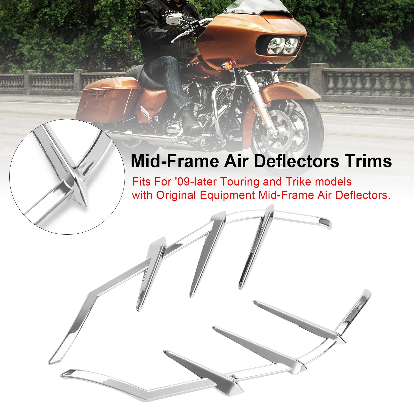 Chrome Mid-Frame Luchtgeleiders Versieringen Voor Road Street Electra Glide 2009-2023