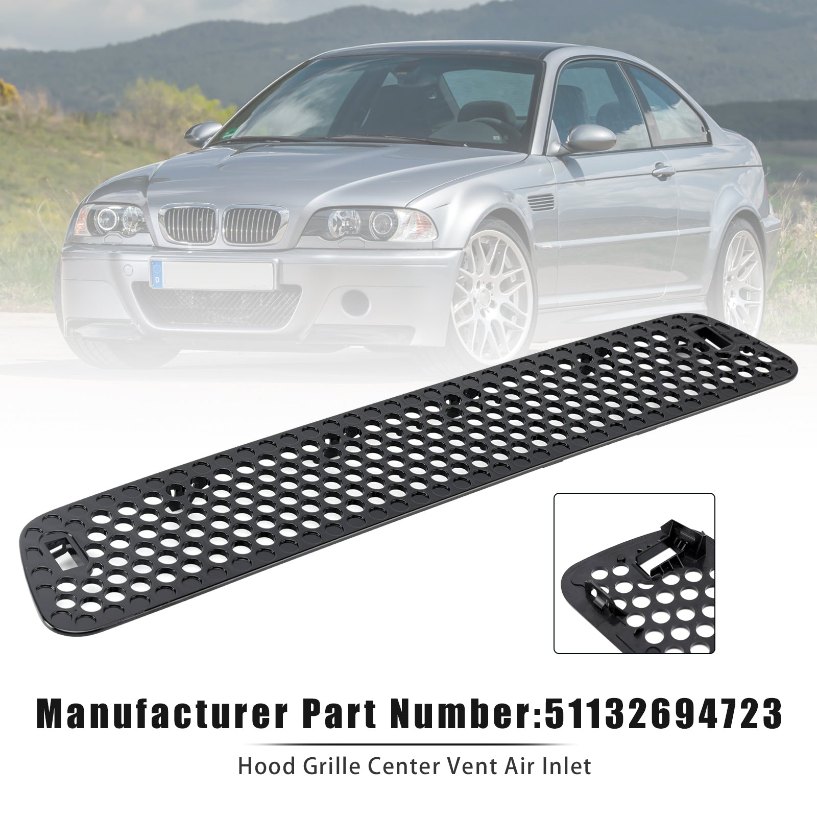2001-2006 BMW E46 M3 Hood Grille Center Vent Air Inlet 51132694723