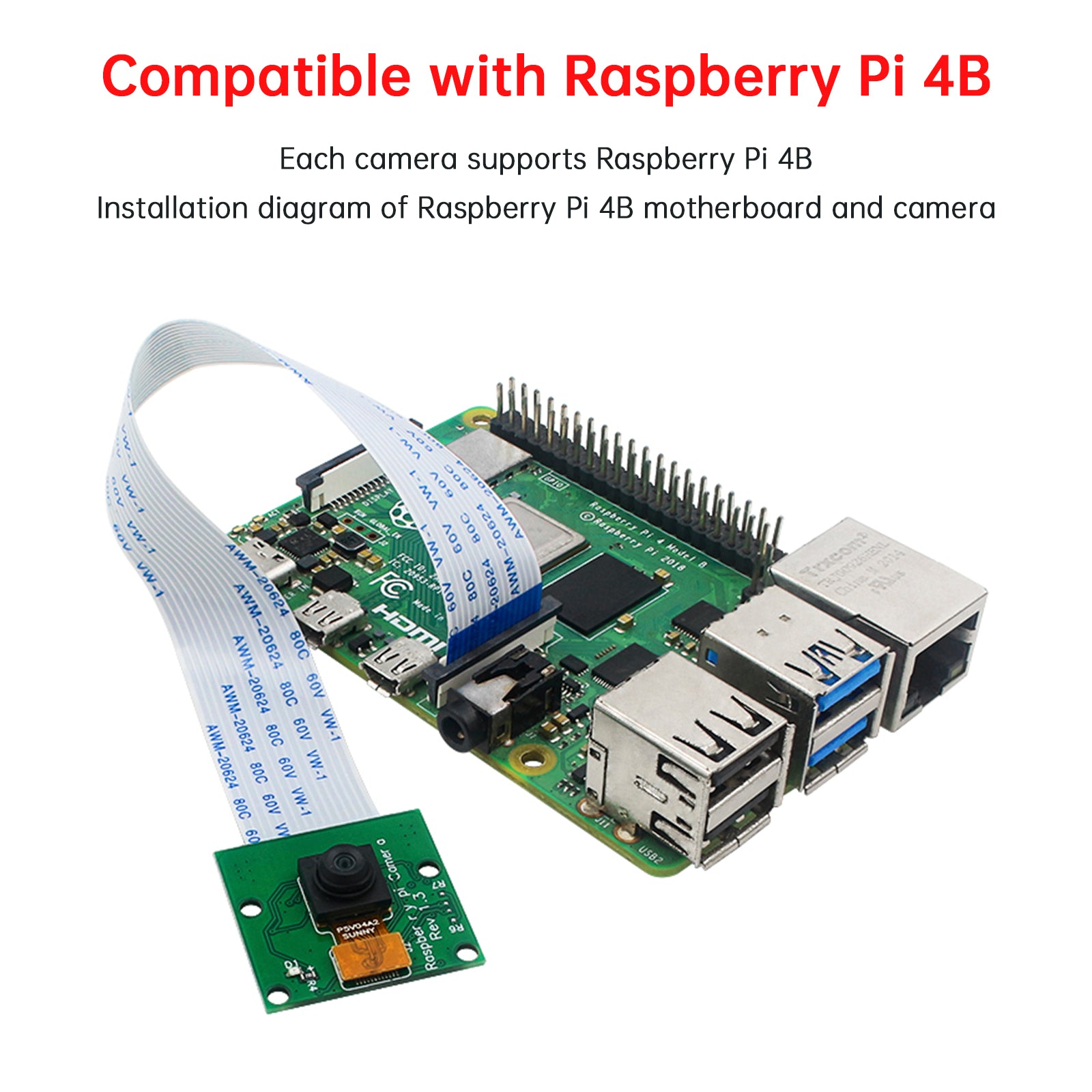 Raspberry Pi 4B Camera 5 Miljoen OV5647 HD Cameramodule Vaste Focus/Autofocus