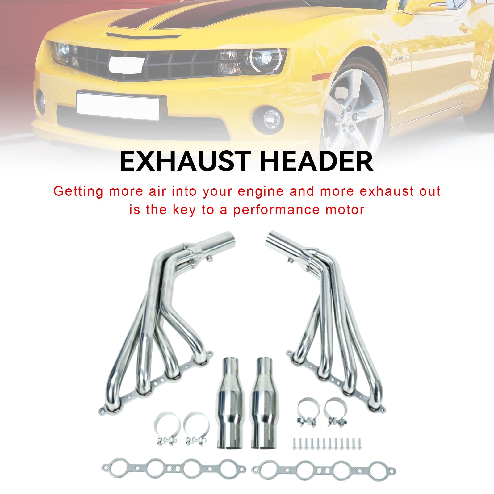 Long Tube Stainless Manifold Headers Fit Chevy Camaro SS LS3 6.2L V8 2010-2015