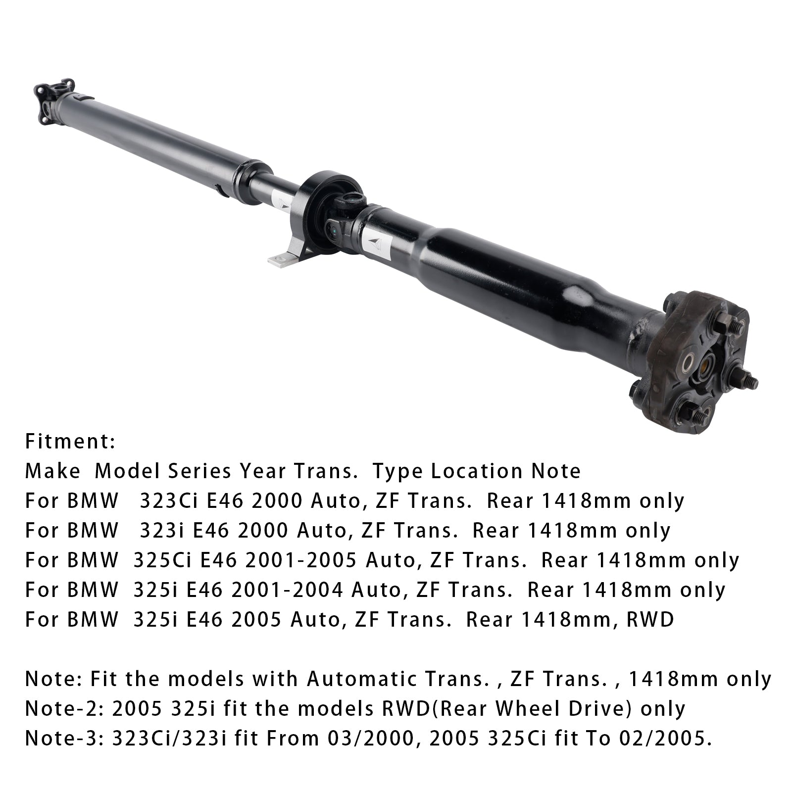 Ensemble d'arbre de transmission arrière, 26111229564, pour BMW E46 325Ci 325i 323Ci