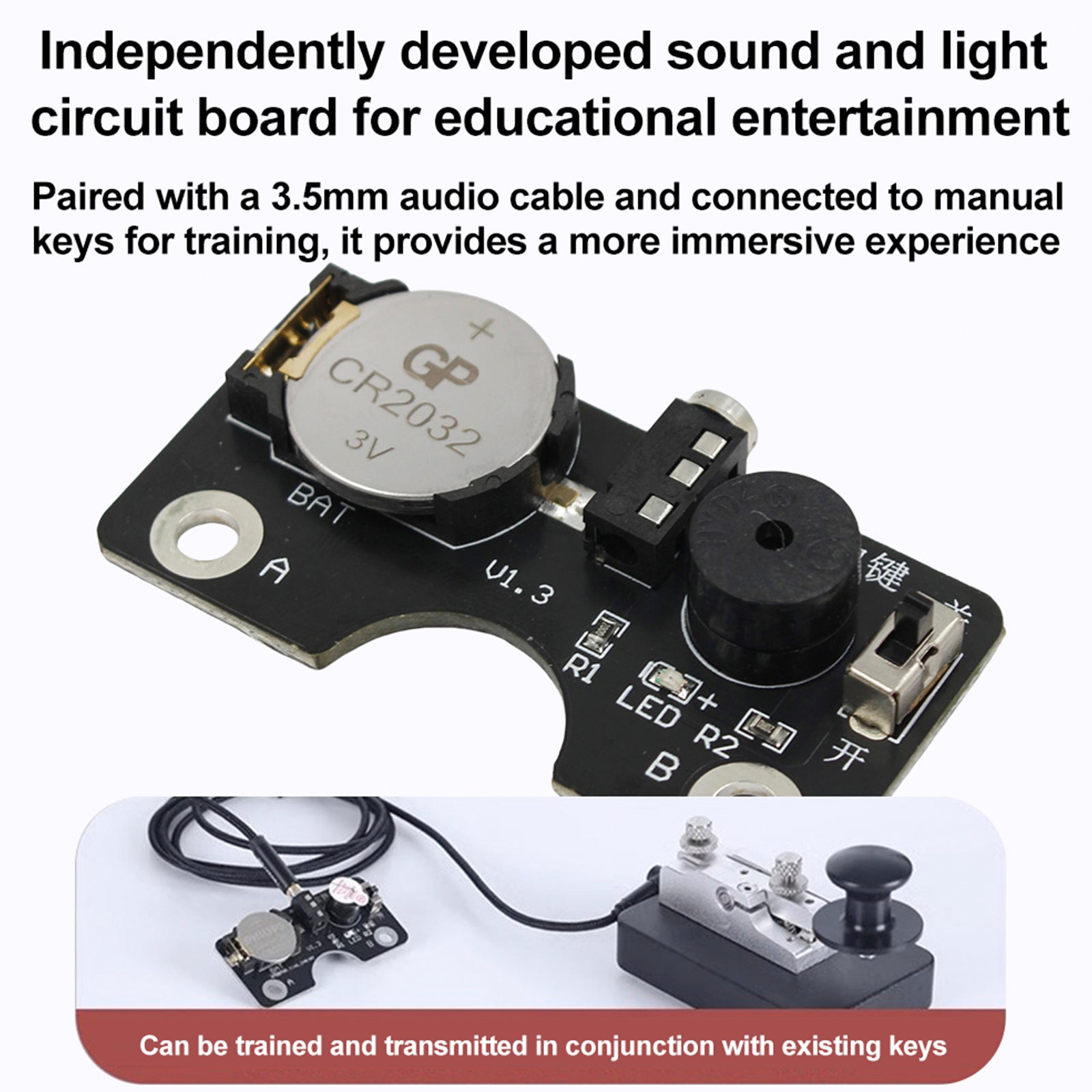 Morse kód CW Transmission Trainer Key Key Zvukové svetlo Obvod pre ručný kľúč