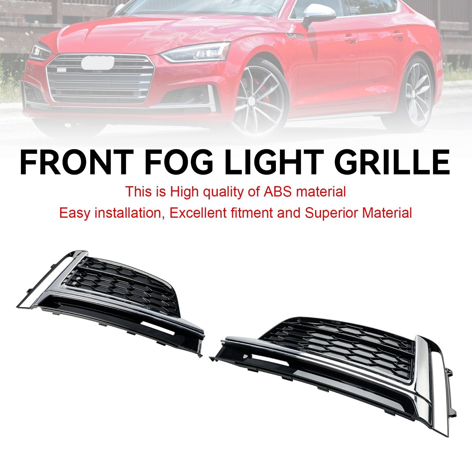 2st Front Bumper Fog Light Grille Cover Trim Fit Audi S5 A5 S-Line 2018-2019
