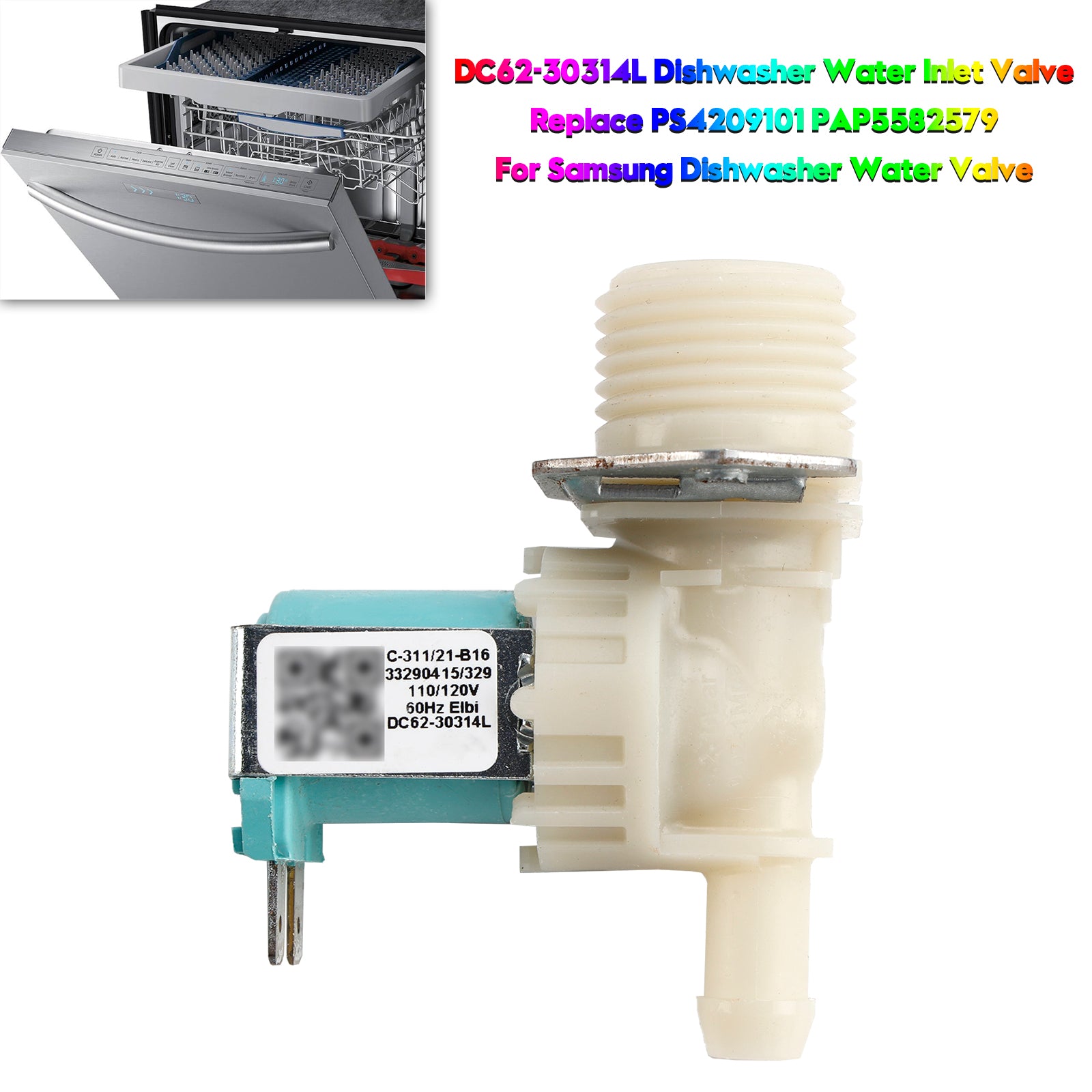 Waterinlaatklep DC62-30314L voor Samsung wasmachine PS4209101 PAP5582579