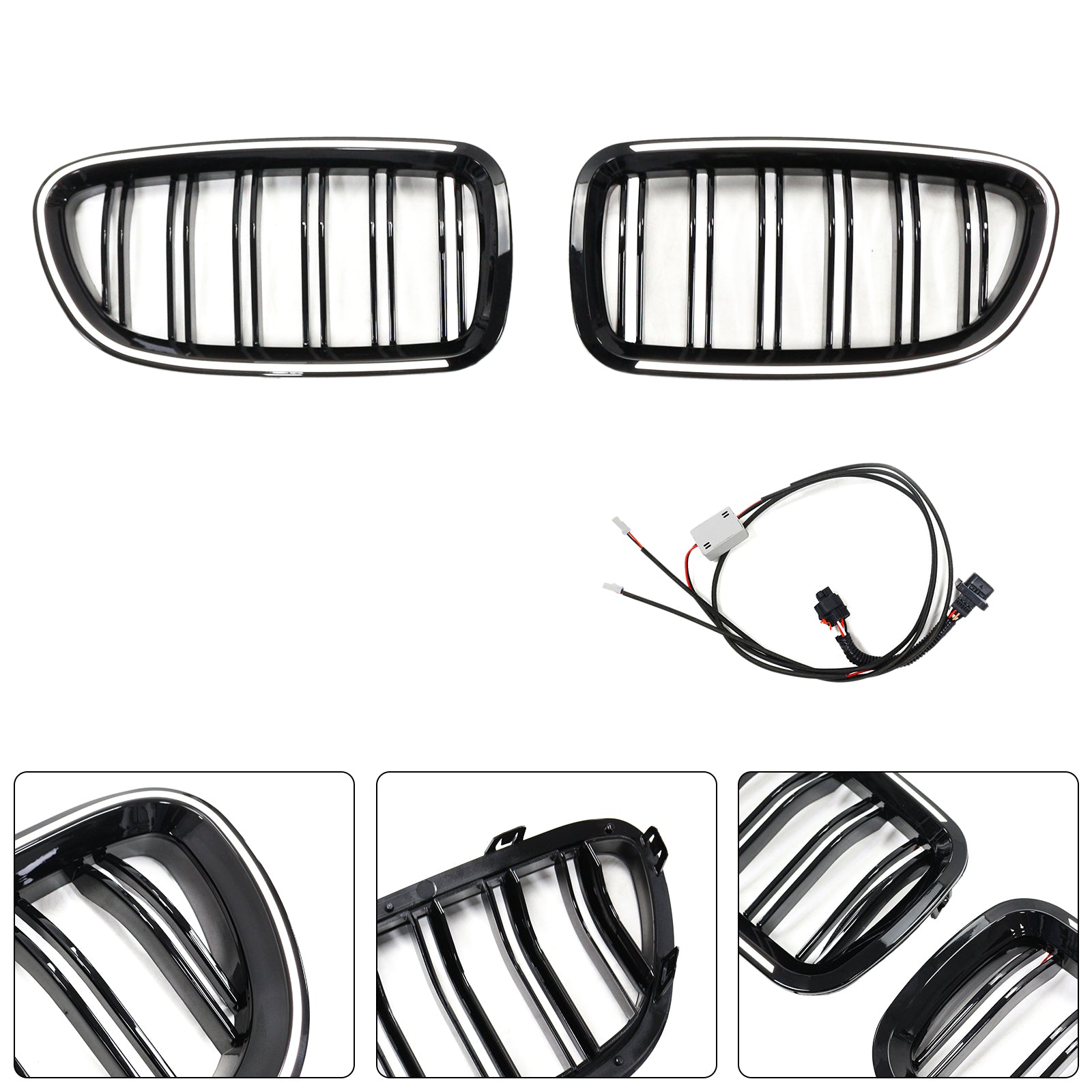 01.2009-10.2016 BMW 5-Serie F10 Sedan Nierbumpergrille Grill Glanzend Zwart 51137203203 51137203204