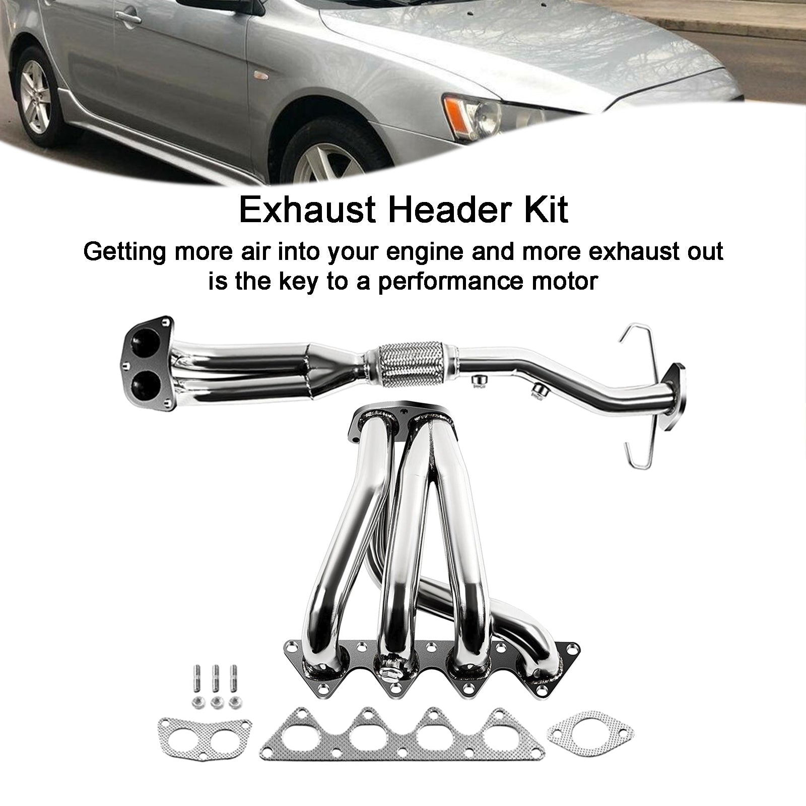 Stainless Steel Racing Exhaust Header Manifold Fit Mitsubishi Lancer 2002-2007