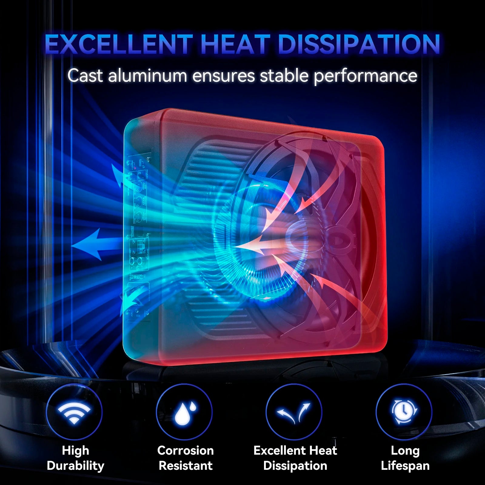 1200W Car Subwoofer 10" 12V Slim Under Seat Powered Car Subwoofer for Car Truck