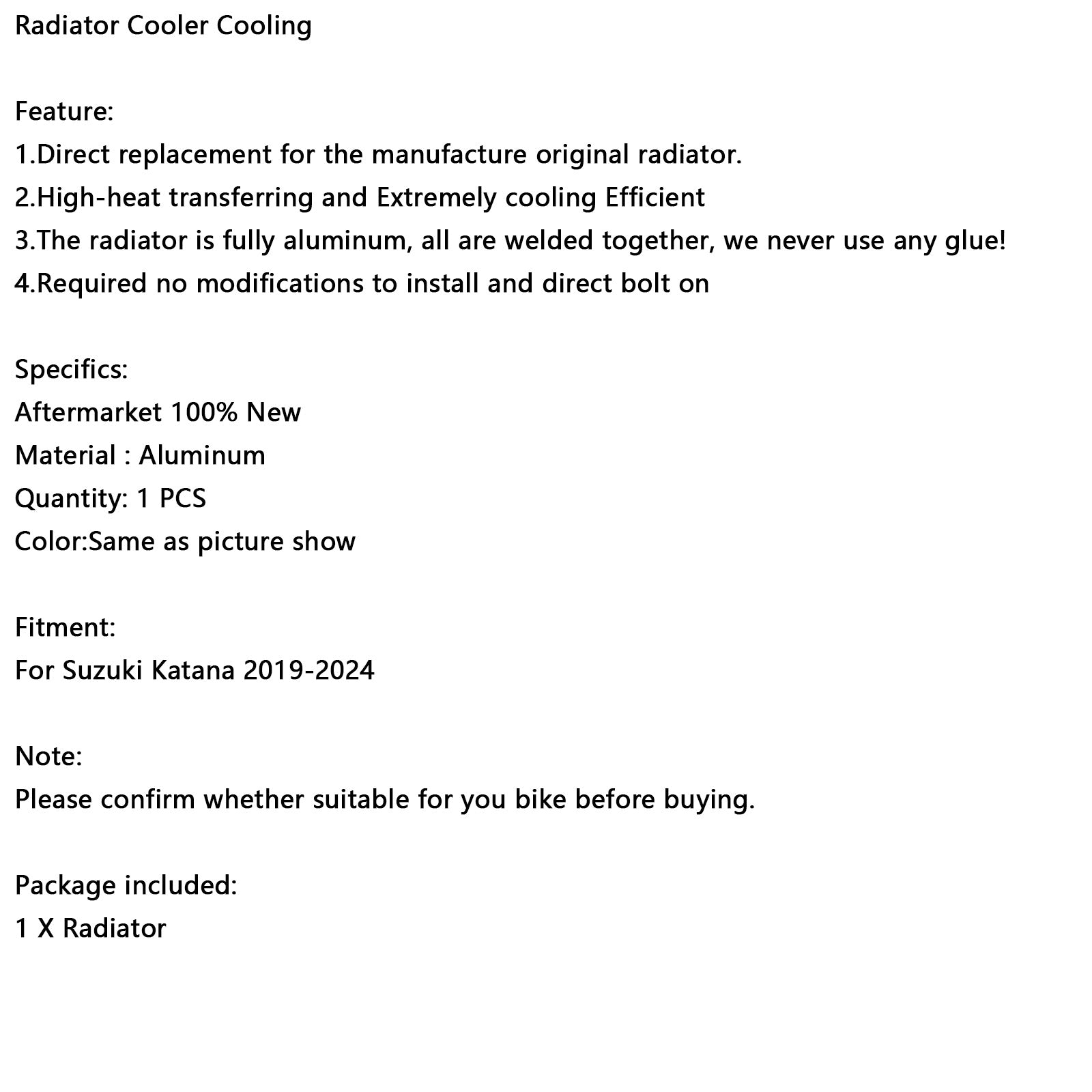 2019-2024 Suzuki Katana Radiatorkoeling Motorkoeler