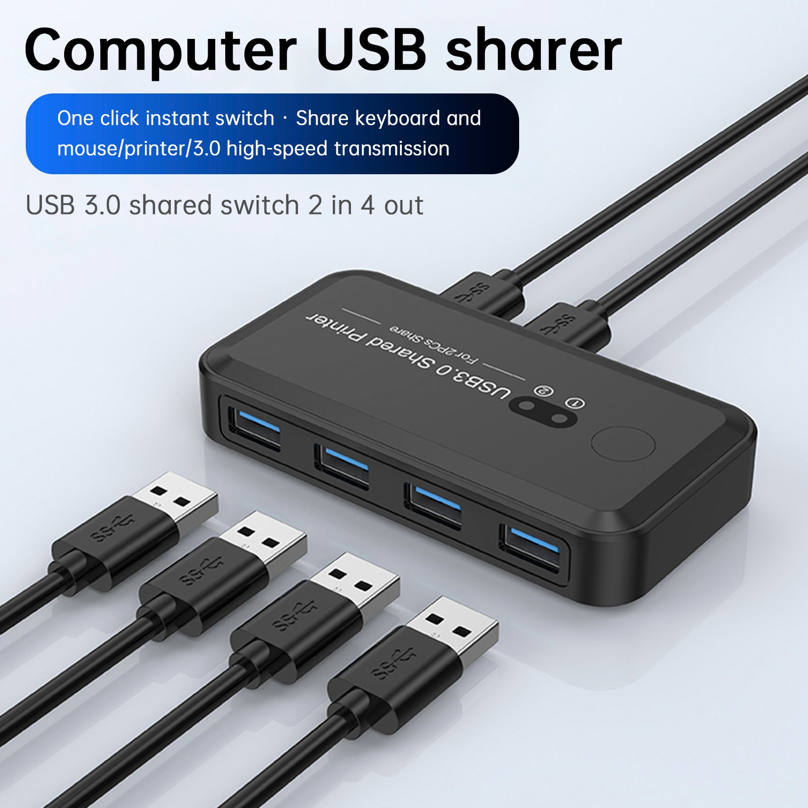 Conmutador USB3.0 Impresora de 2 entradas y 4 salidas Dispositivo para compartir Computadoras duales Compartir