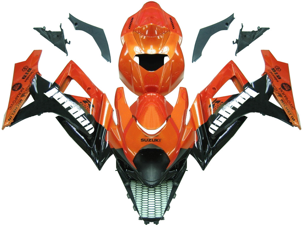 Suzuki GSXR 1000 Orange Métallisé 2007-2008 & Carénages Jordan Racing noirs génériques