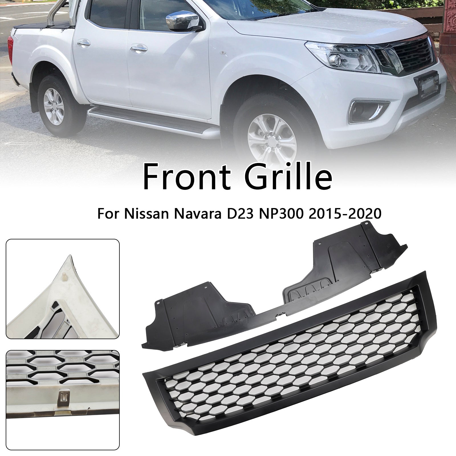 2015-2020 Nissan Navara NP300 D23 Matt Black Front Challed Grill Grille