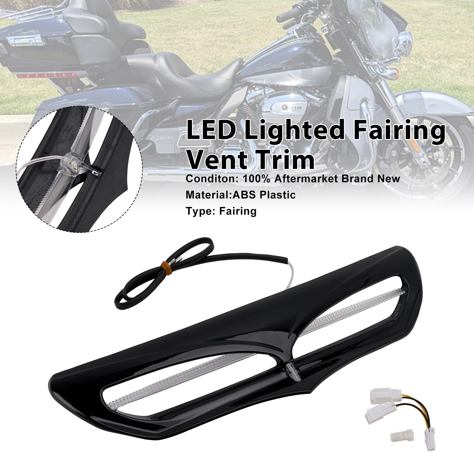LED Lighted Fairing Vent Trim For Electra Street Glide FLHTCU 2014-2022