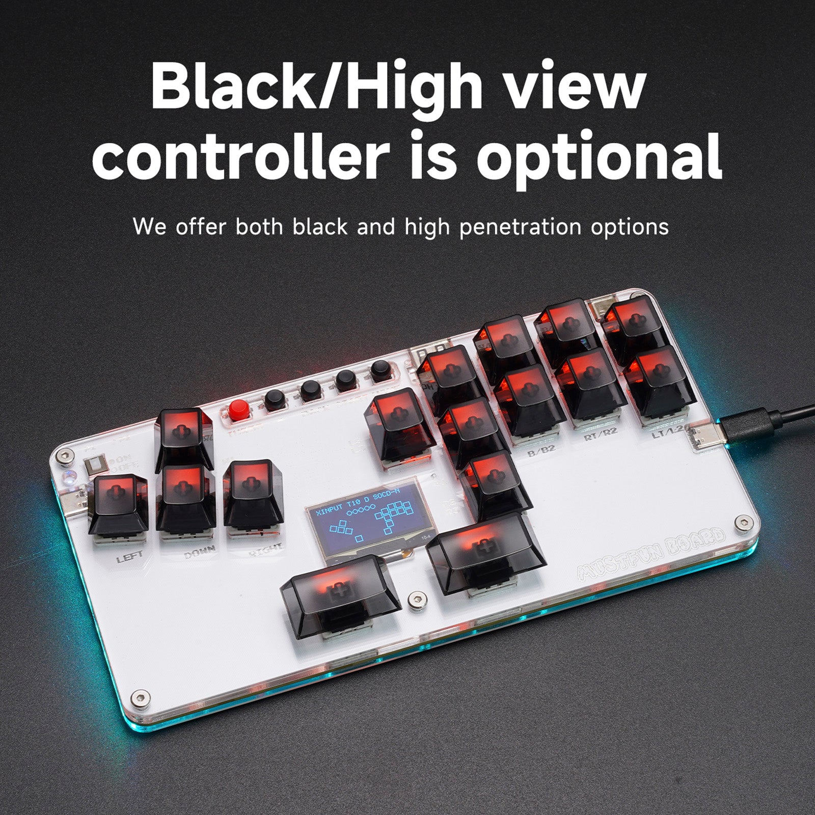 Mustfun hitbox Mini Stickless Controller vhodný pre PC/PS3/PS4/Switch atď.