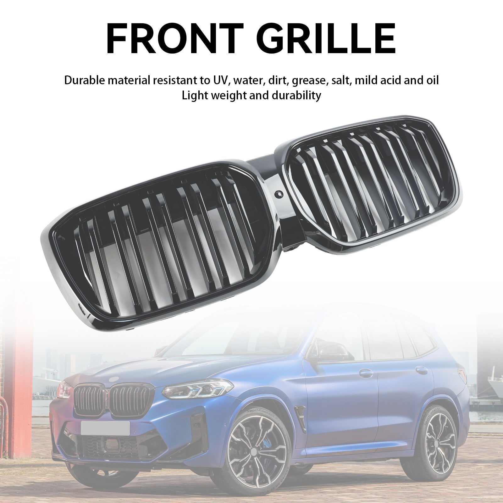 2022 2023 2024 BMW IX3 G08 LCI Double Slat Gloss Black Front Kidney Grill Grille