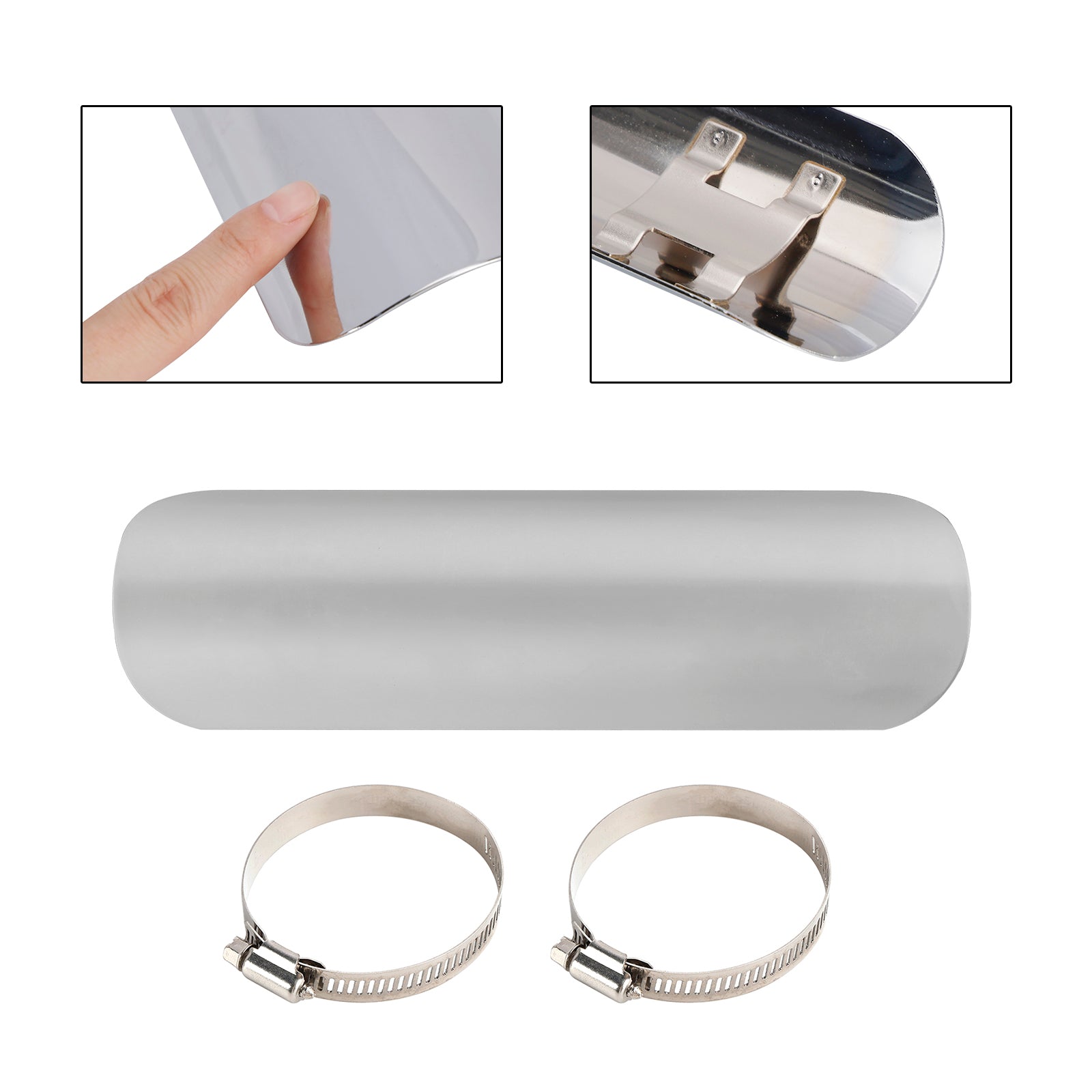 Oceľový výfukový tlmič potrubie Teplo deflektor chróm pre motocykel Secootter zatemnený