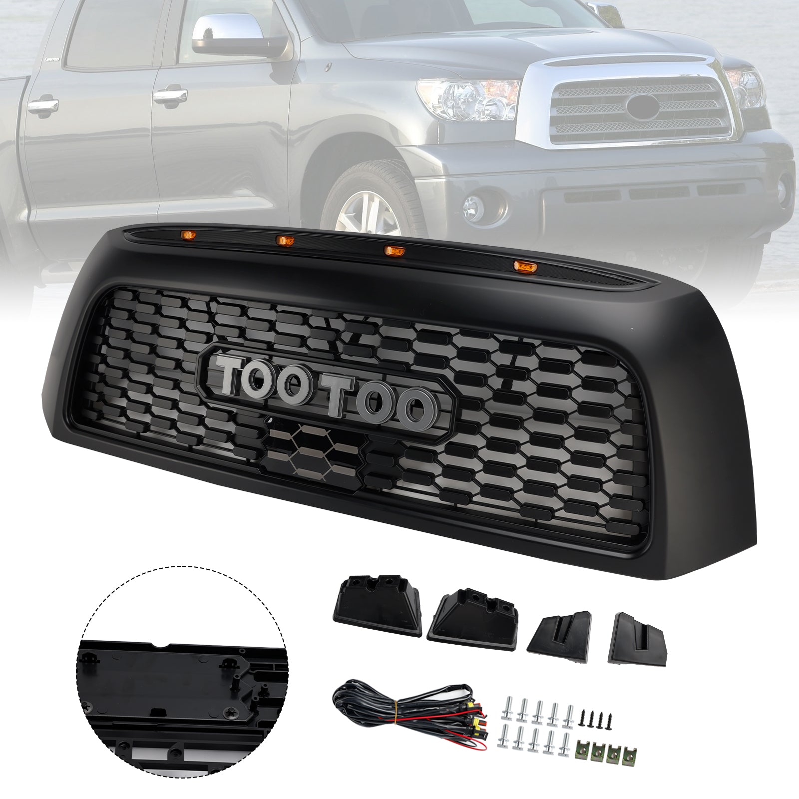 Honeycomb Front Bumper Grill Grille Fit Toyota Tundra 2006-2009 TRD PRO Black