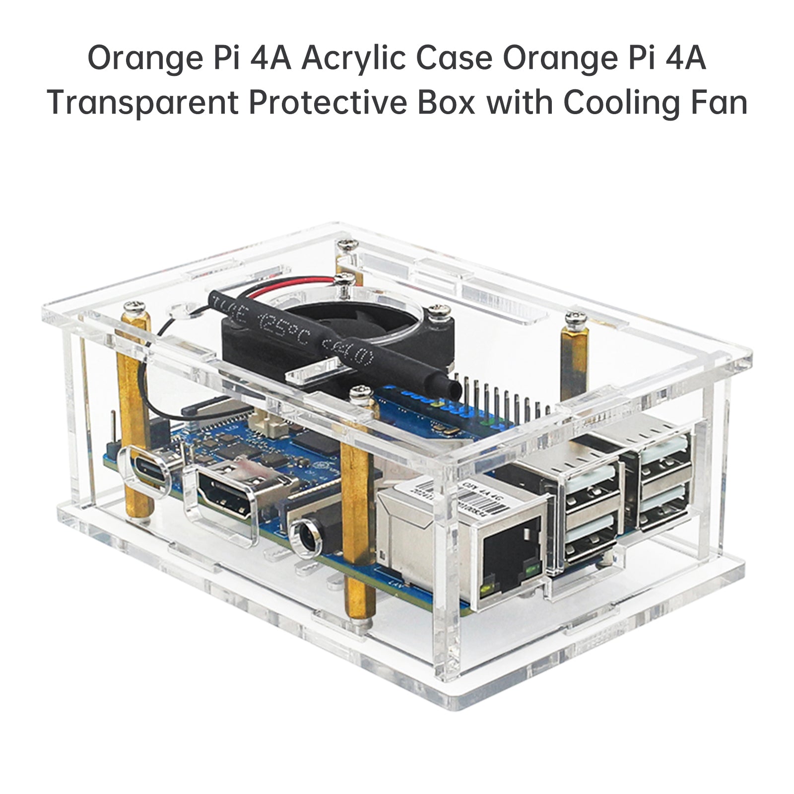 Orange Pi 4A transparante beschermdoos Orange Pi 4A acrylbehuizing met koelventilator