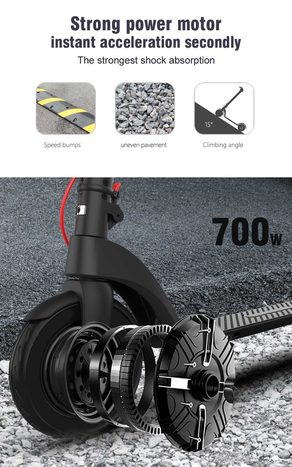 10" Opvouwbare elektrische scooter 350W, bereik 45 km voor woon-werkverkeer in de stad voor volwassenen