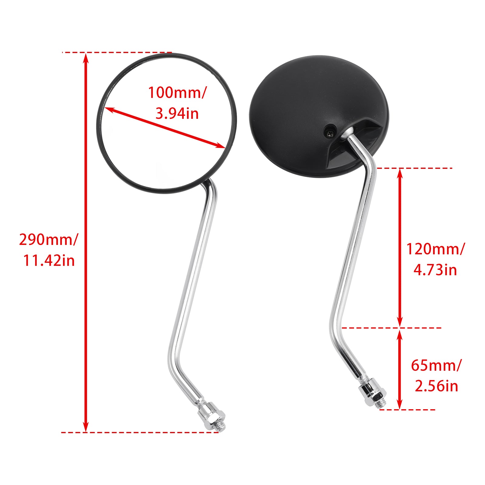 Pair Round Mirrors Black For Piaggio Vespa Scooter Moped 8mm Universal Fit