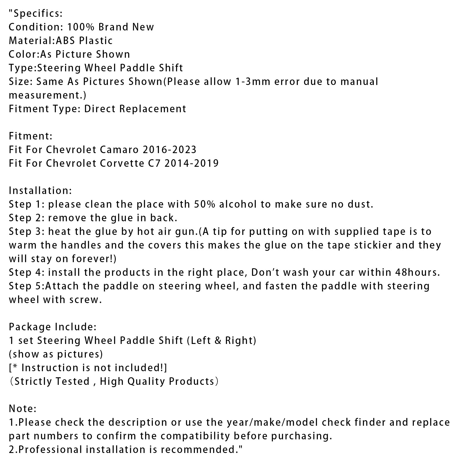 2014-2019 Chevrolet Corvette C7 stuurwielpeddelschakelaar