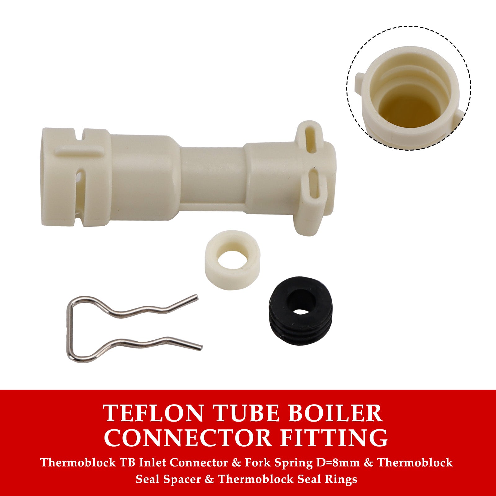 ThermoBlock Inlet Connector & Seal & Spacer & Fork D8mm Kit Of Water Heating Element Fit For Philips Coffee Machine 422224777123