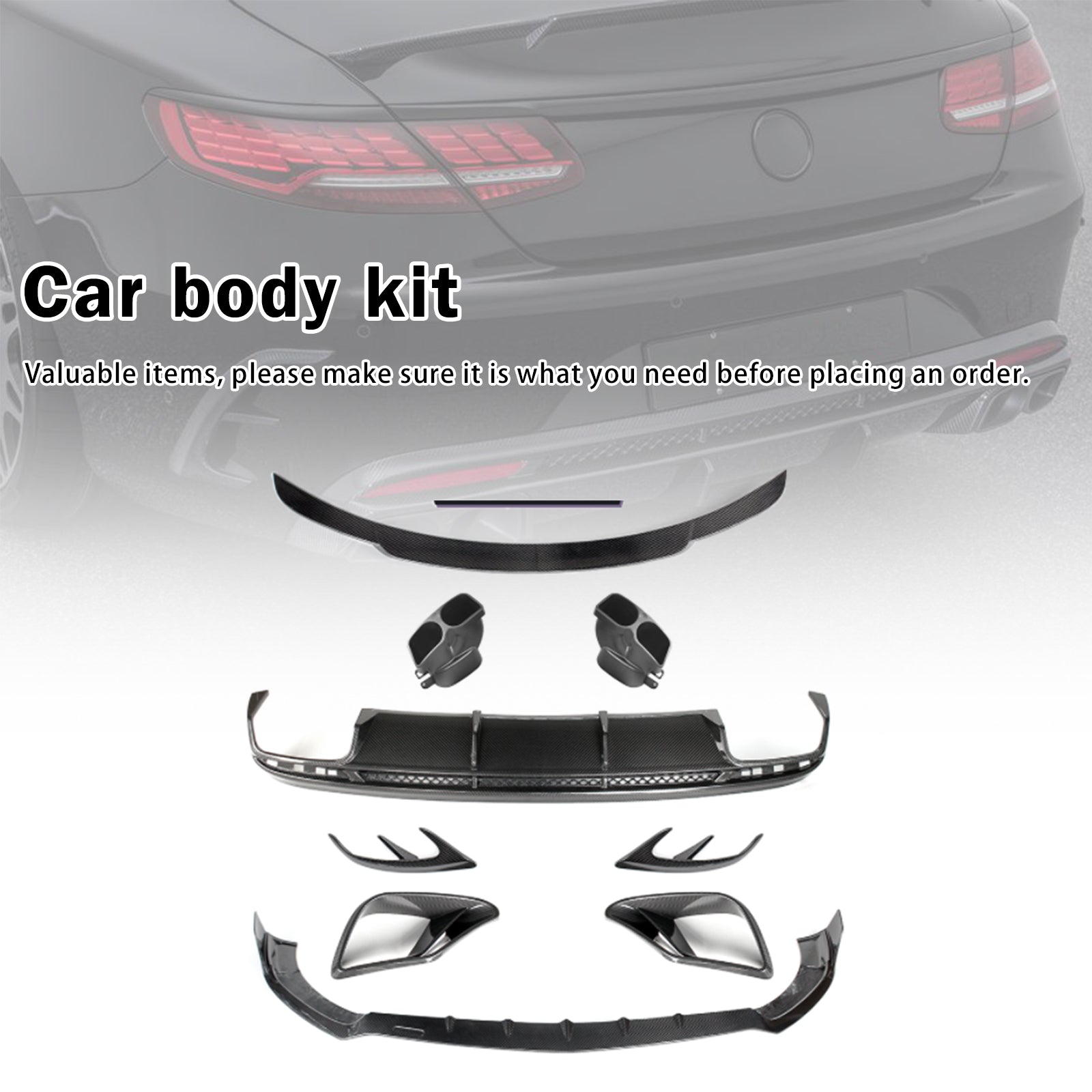 Kit carrosserie pare-chocs en fibre de carbone compatible Mercedes-Benz W217 S63 S65 AMG Coupé 2019-2021
