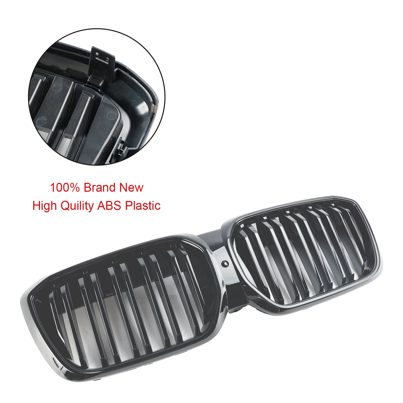 2022 2023 2024 BMW IX3 G08 LCI Double Slat Gloss Black Front Kidney Grill Grille