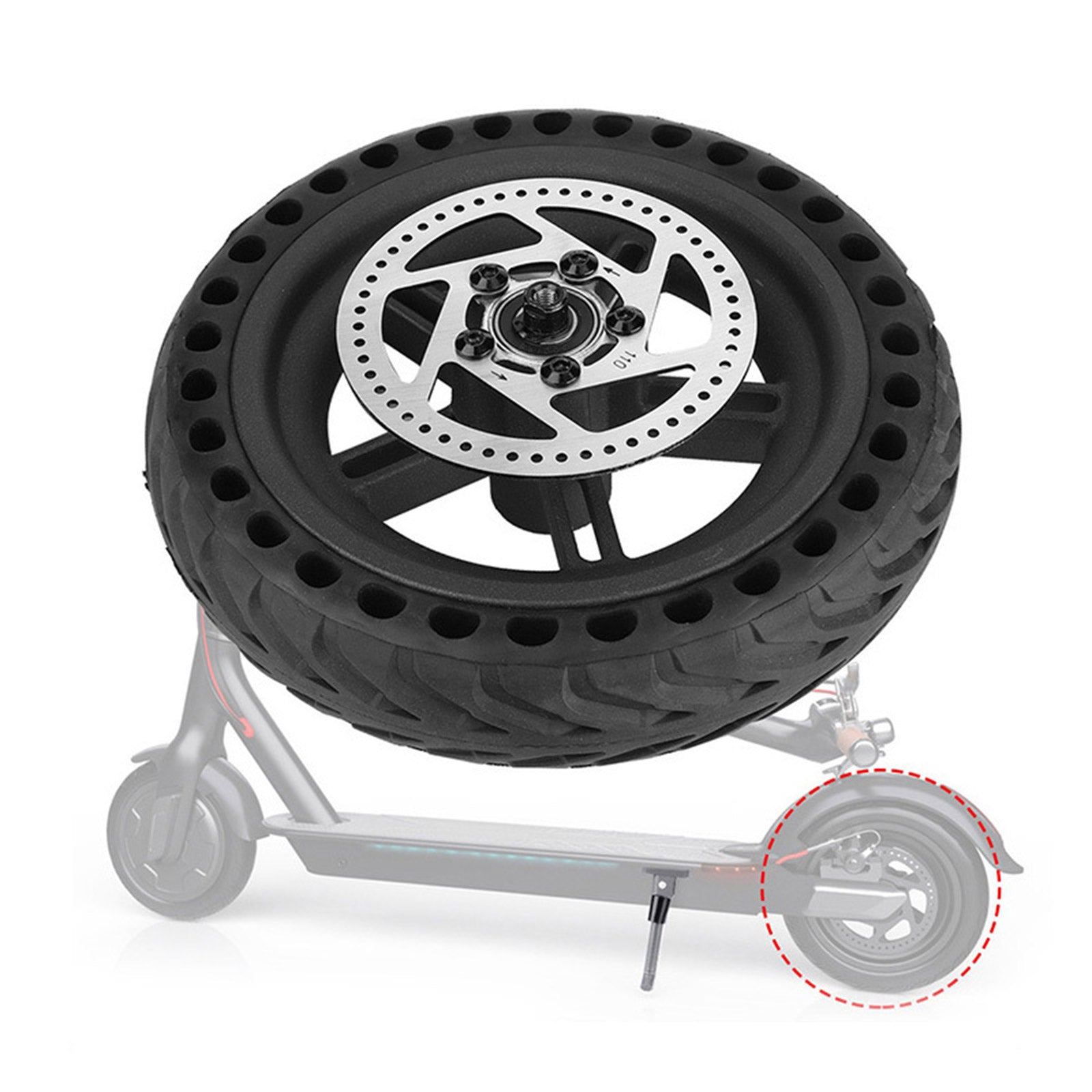 8.5" honingraat runflat band achterwiel + naaf + schijfremschijf voor M365/1S/LITE