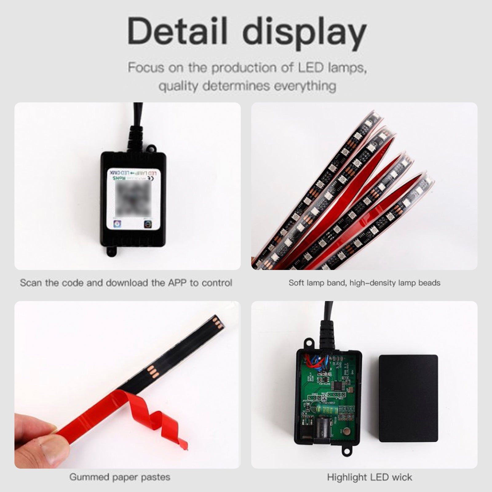 6PCS LED -chassis Lys modifisert med fantasy Ambient Light App Controller 60cm*2+150cm*2+60cm*2