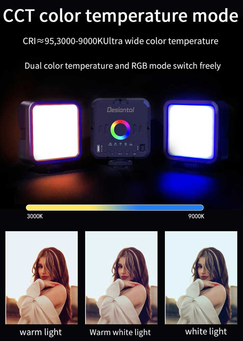 Pocket RVB Couleur complète 3000-9000K LED VIDEO PHOTOGRAPHIQUE LUMBRE VLOG VLOG