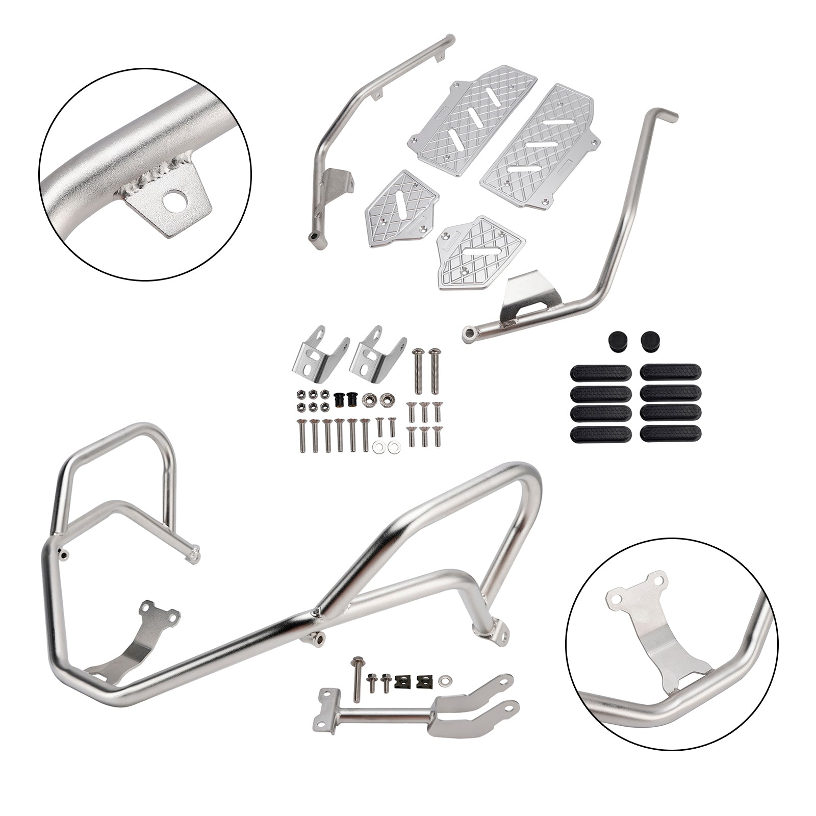 Upper Lower Kit Engine Guard Frame Crash Bar Silver For Honda Adv350 2022-2025