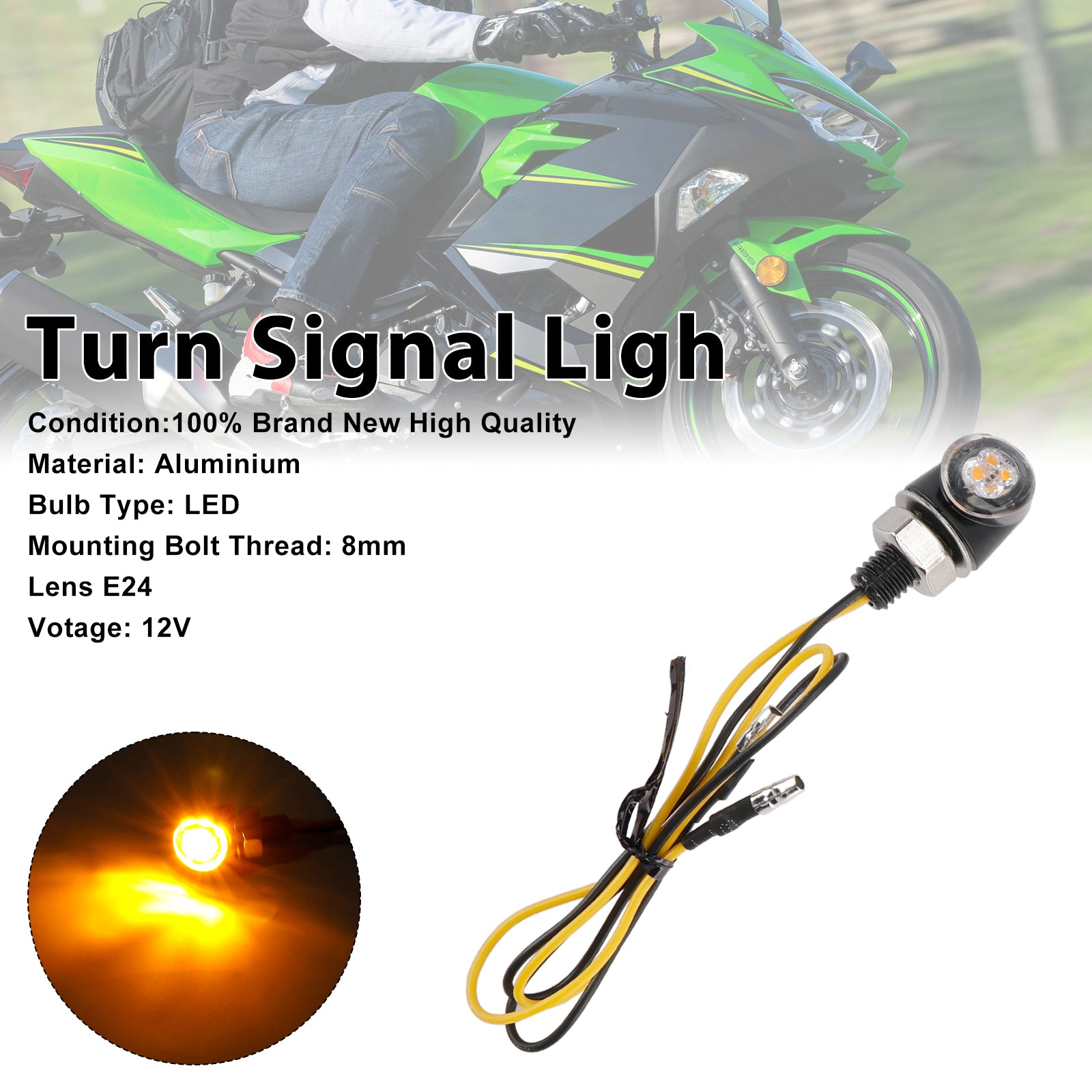 12v LED Turn Signal Indicator Light 8 mm Universal Motorcycle pour Honda